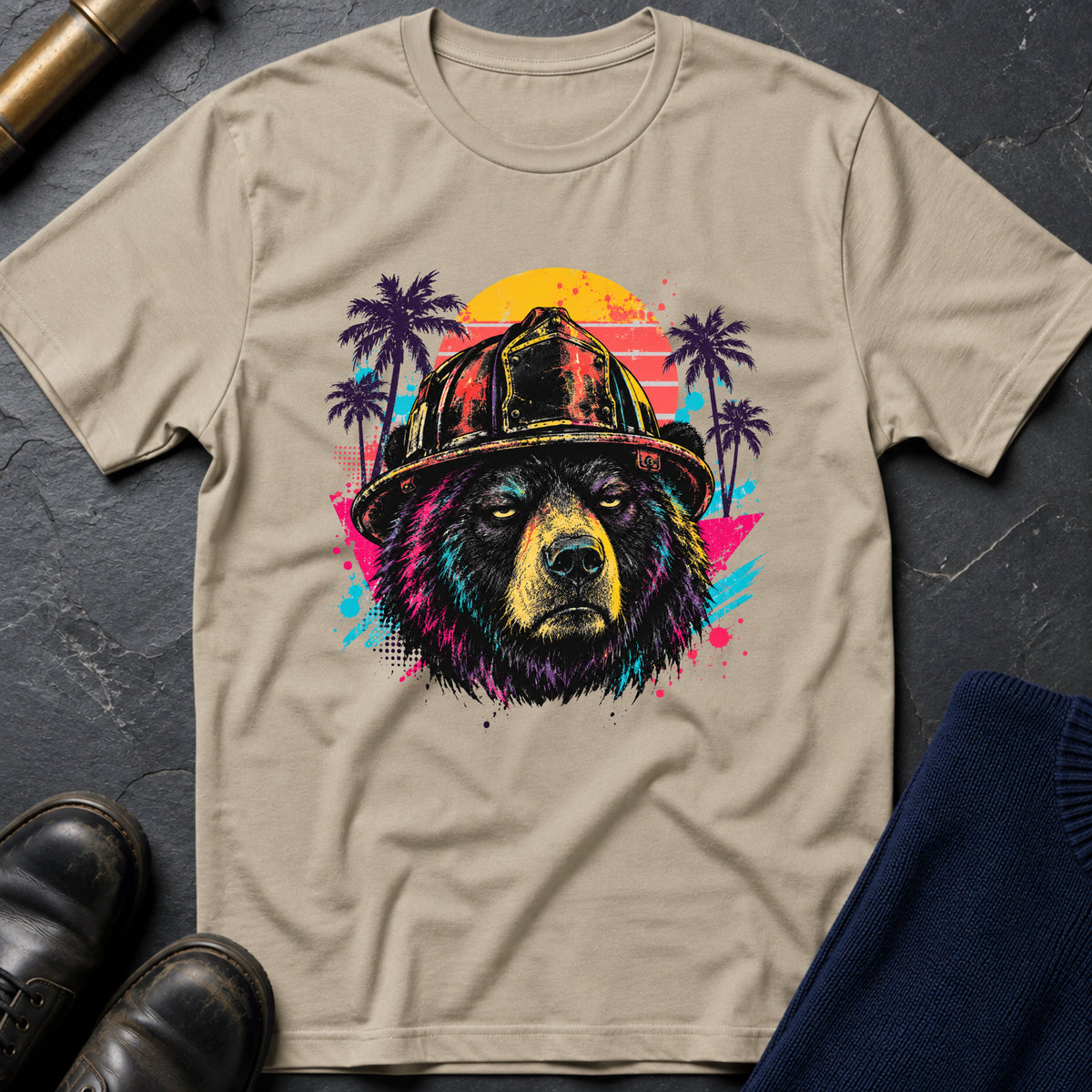 Retro Bear T-Shirt — Sand
