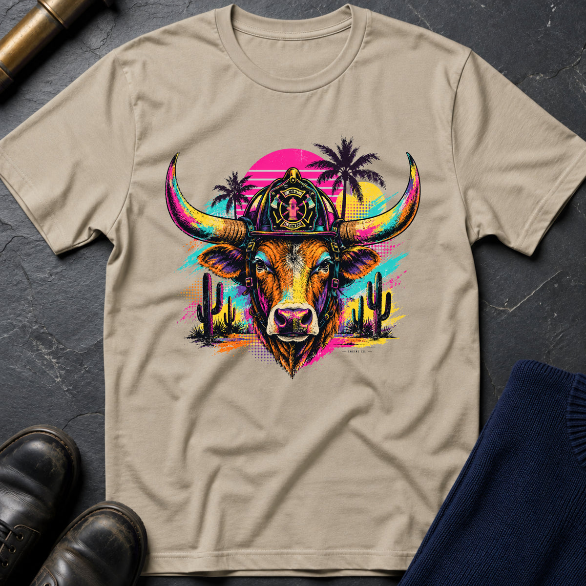Retro Bull T-Shirt — Sand