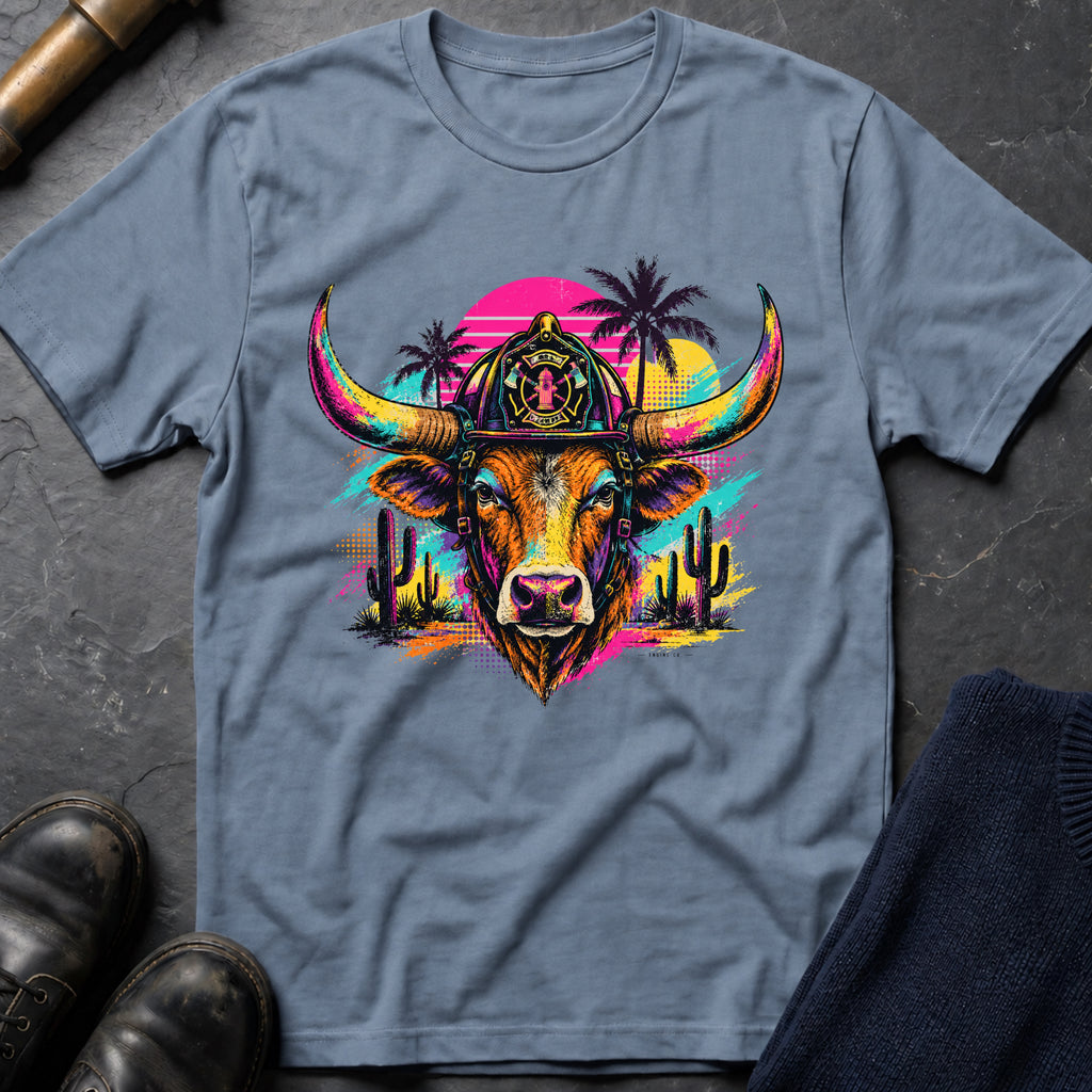 Retro Bull T-Shirt — Stone Blue