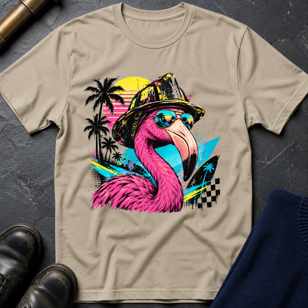 Retro Flamingo T-Shirt — Sand