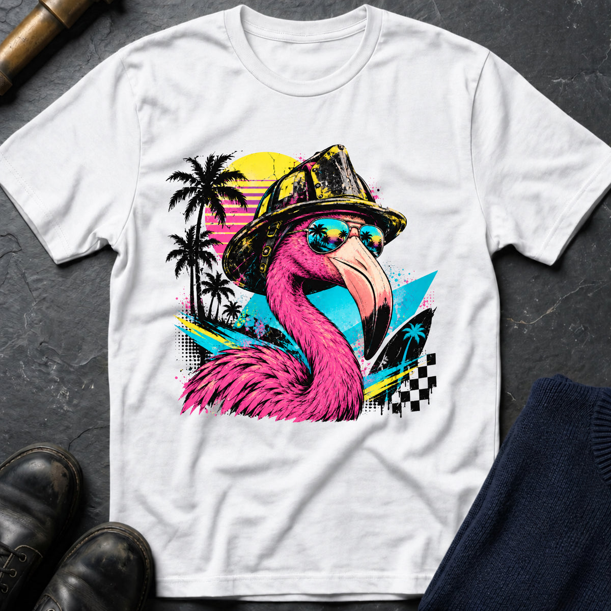 Retro Flamingo T-Shirt — White