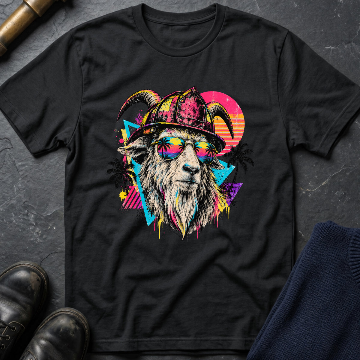 Retro Goat T-Shirt — Black