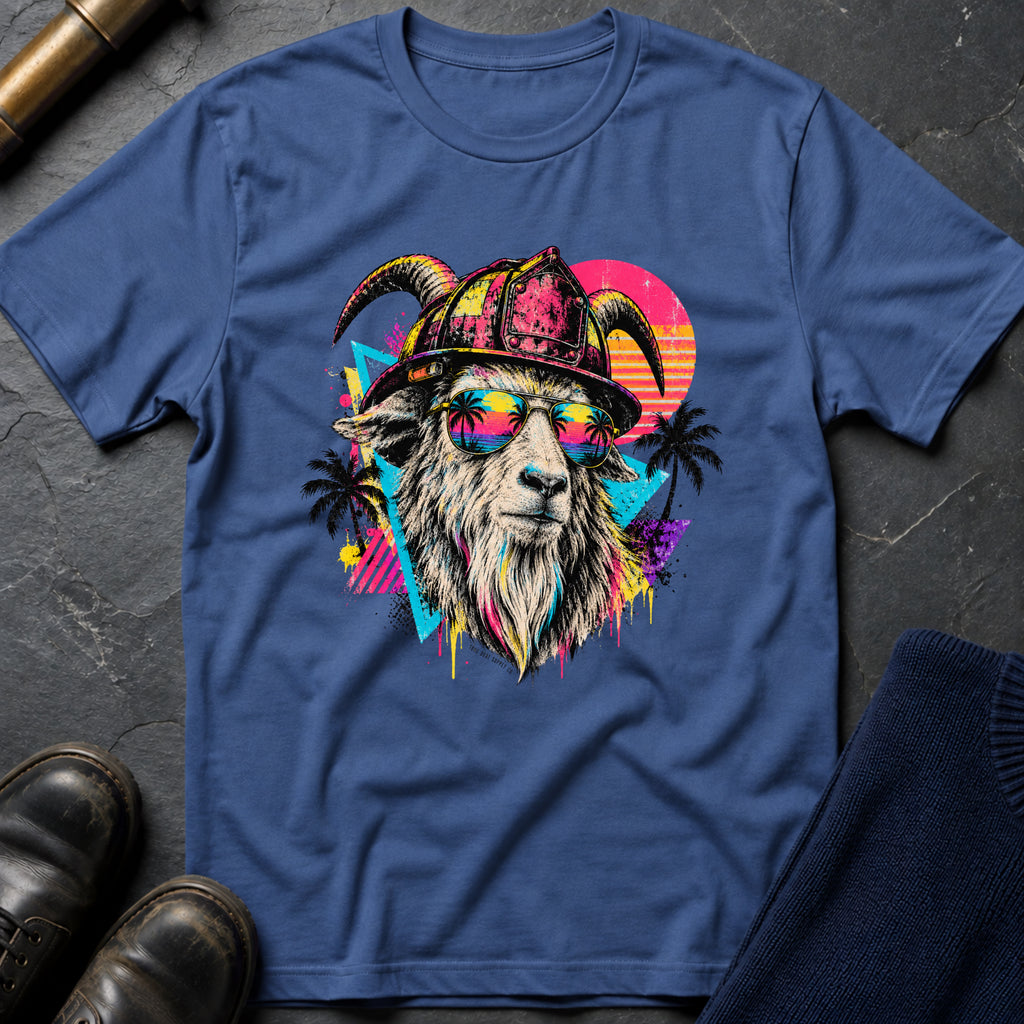 Retro Goat T-Shirt — Heather Indigo