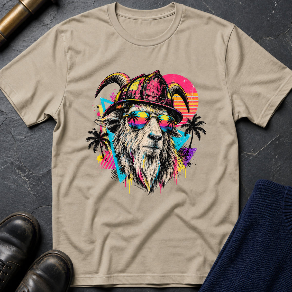 Retro Goat T-Shirt — Sand