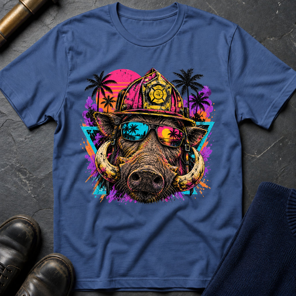 Retro Hog T-Shirt — Heather Indigo