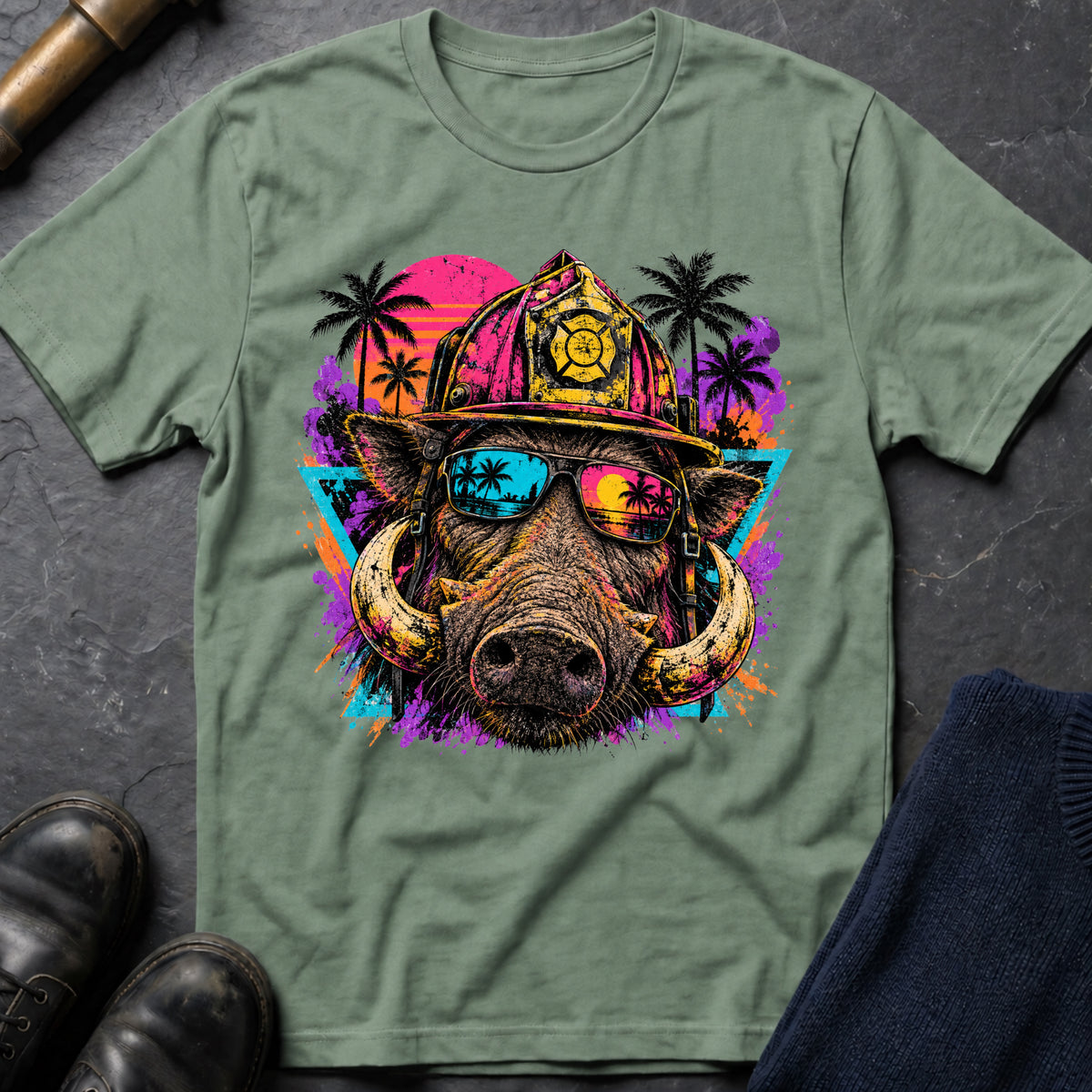 Retro Hog T-Shirt — Sage