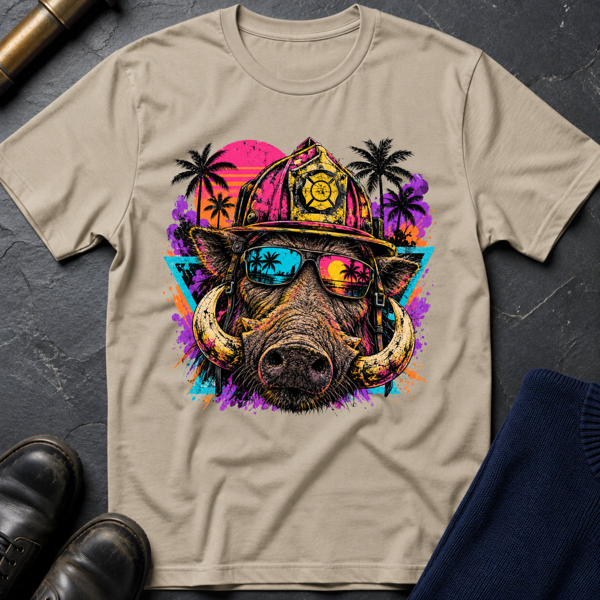Retro Hog T-Shirt — Sand