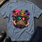 Retro Hog T-Shirt — Stone Blue
