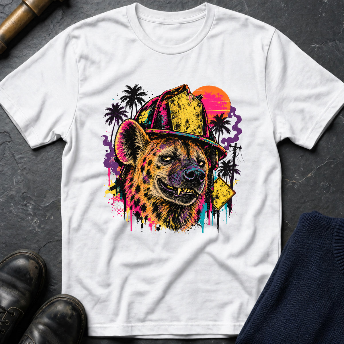 Retro Hyena T-Shirt — White